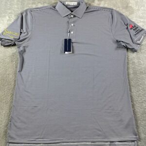 Holderness Bourne Perkins Polo Shirt Mens XL Navy White Stripe Golf Preppy Light